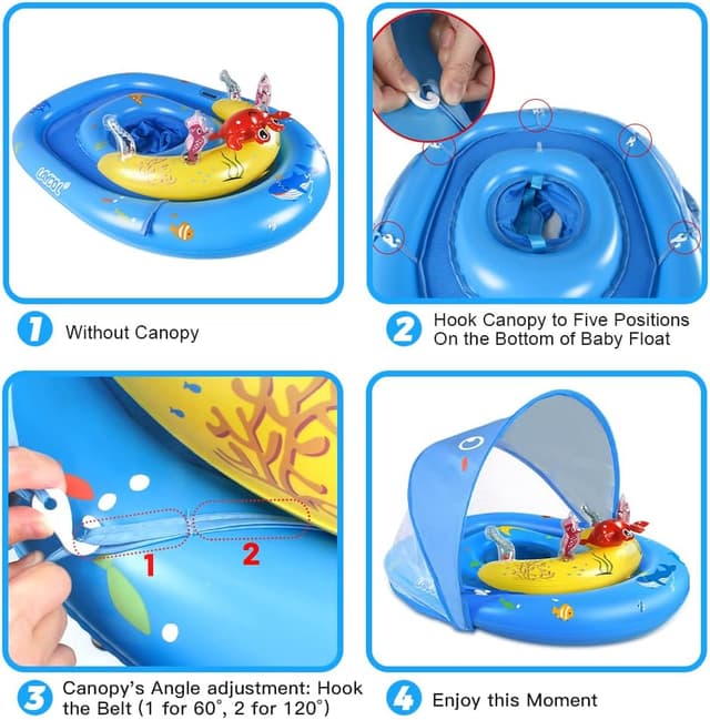 Thumbnail 6 de LAYCOL Baby Pool Float with Canopy (UPF50+) with 120° Adjustable Sun Protection