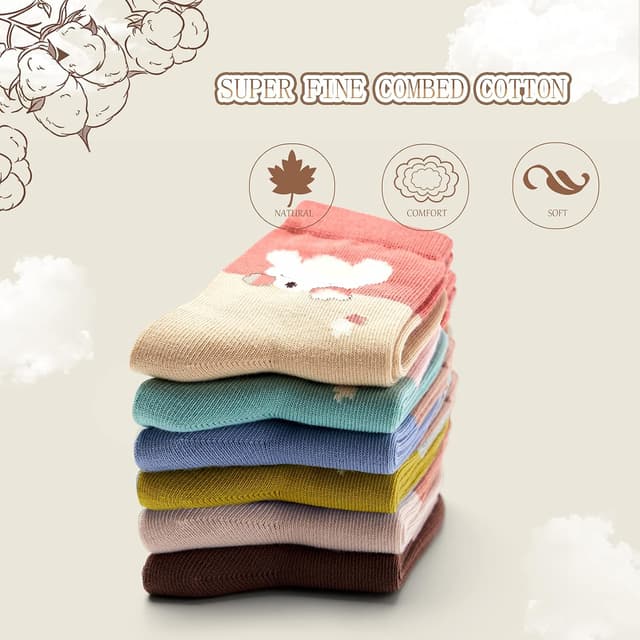 Detalle de Aisyee 6 Paar Kinder Baumwollsocken ohne Naht – bunte Cartoon- & Tierdesigns für Jungen