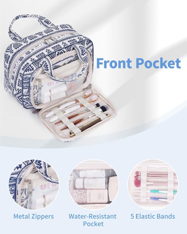 Detalle 2 de Narwey Full Size Toiletry Bag (Large) – Elephant travel wash bag with mesh pockets and waterproof section