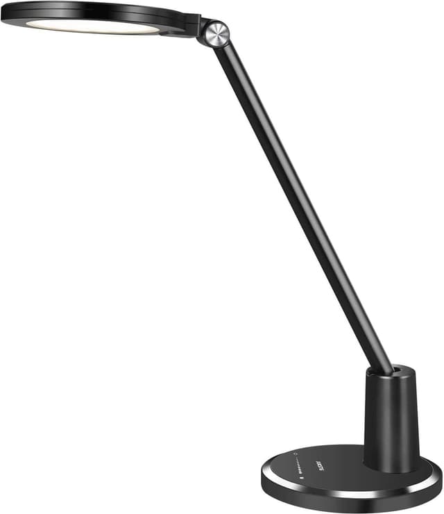 Detalle de JUKSTG LED-Schreibtischlampe mit Touch, dimmbar, 3 Farbmodi und Augenlicht-Schutz (Schwarz)
