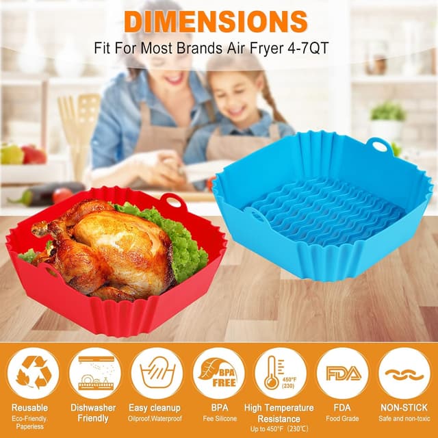 Thumbnail 6 de Boribim 2 PCS Square Silicone Air Fryer Liners