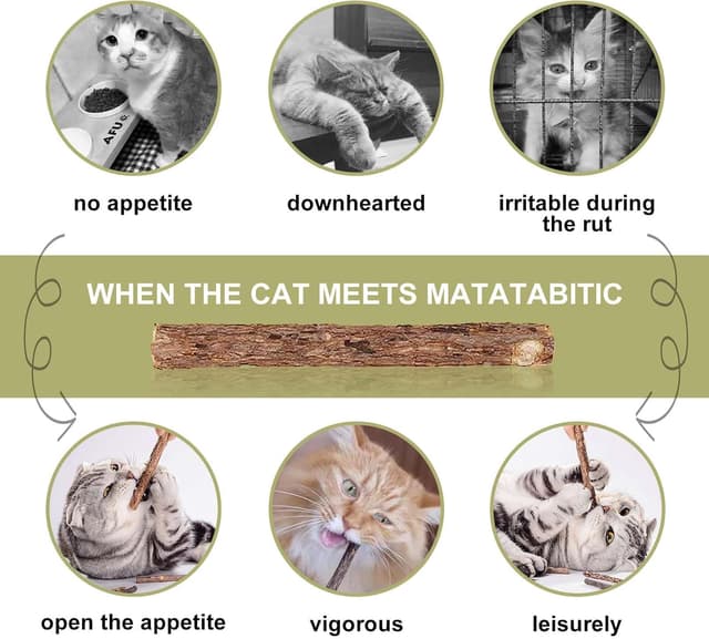 Detalle de SeaMorn Matatabi Silvervine Kausticks (30 Stück) – Katzenminze-Spielzeug für Zahnpflege & gegen Mundgeruch