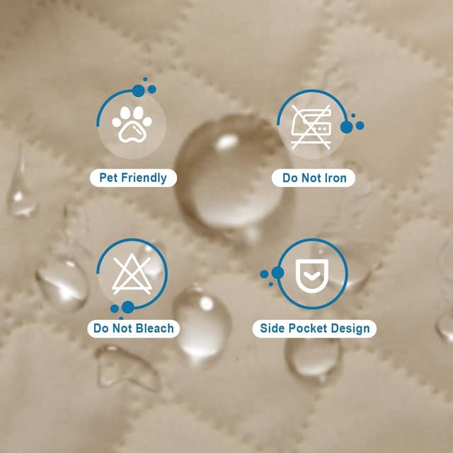 Thumbnail 6 de Jaotto Copridivano 2 Posti impermeabile beige con braccioli e tasche laterali