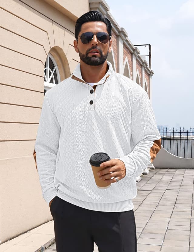 Detalle de QOSOQ Men's Casual Sweatshirt 1/4 Zip