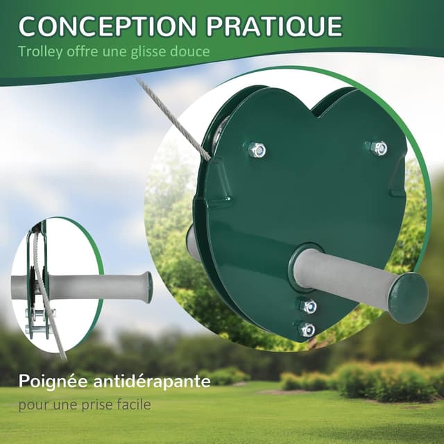 Detalle 1 de Outsunny Kits de tyroliennes pour Enfants 6-10 Ans