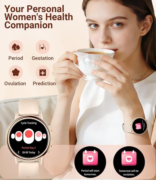 Detalle de SUNKTA Smart Watch for Women (Bluetooth Calling, Pink) 1.26" HD Fitness Tracker