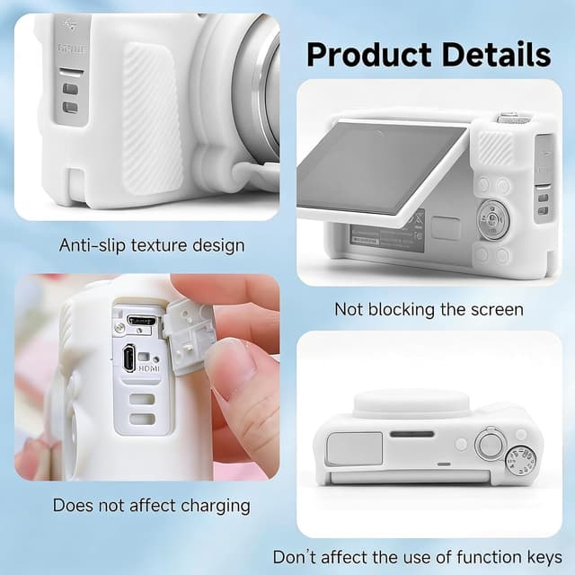 Detalle 2 de UIHRLM Silicone Protective Cover for Canon PowerShot SX740 HS & SX730 HS (White)