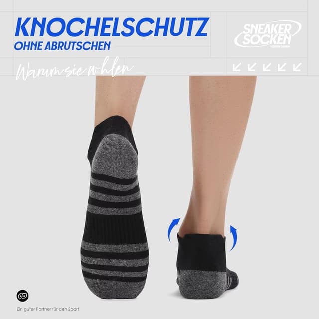 Detalle de YouShow 10 Paar Sneaker Socken für Herren – atmungsaktiv, schweißableitend, gepolstert