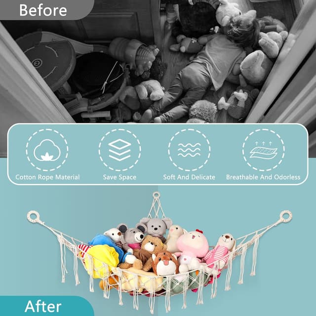 Detalle 2 de WUFANC Rete Porta Peluche 2 Pezzi 140x102x102 cm