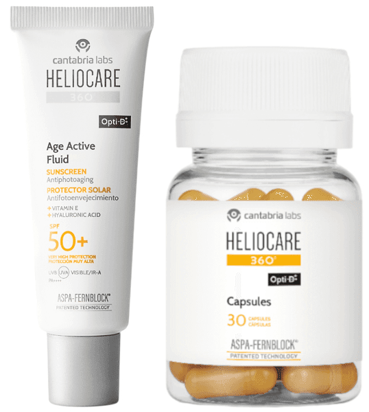 Detalle de Heliocare 360 Age Active Fluido SPF50 + Cápsulas