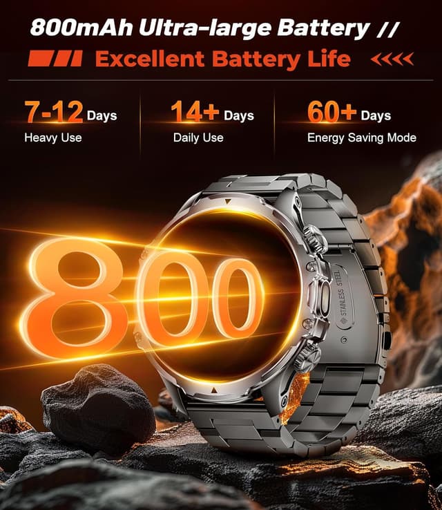 Detalle 2 de LIGE FV15 Smart Watch for Men with Bluetooth Calling, 1.85-inch HD Display and LED Flashlight