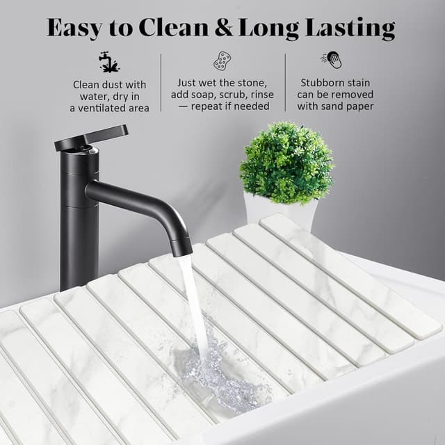 Detalle 1 de Large Stone Dish Drying Mat 28" Marble 🧽