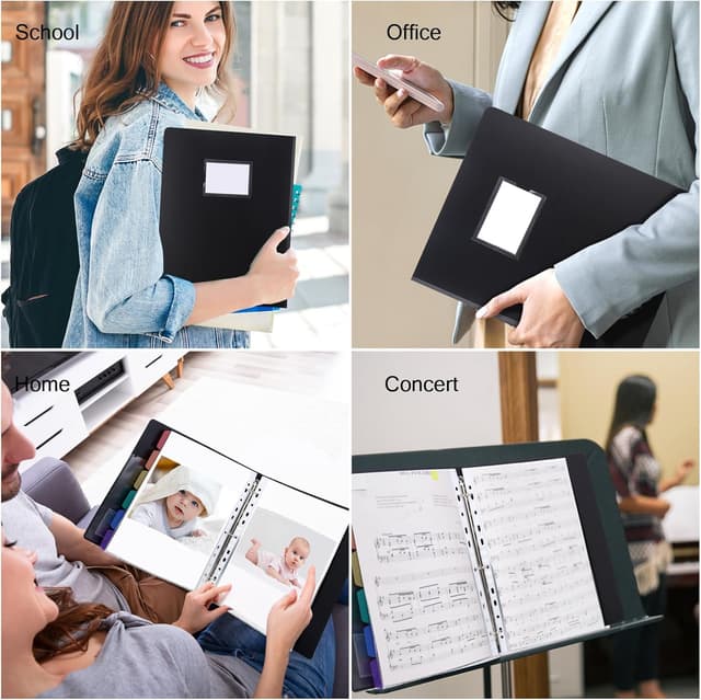 Thumbnail 6 de Uquelic A4 presentation ring binder with 50 punched pockets and 6 PP divider pages (black)