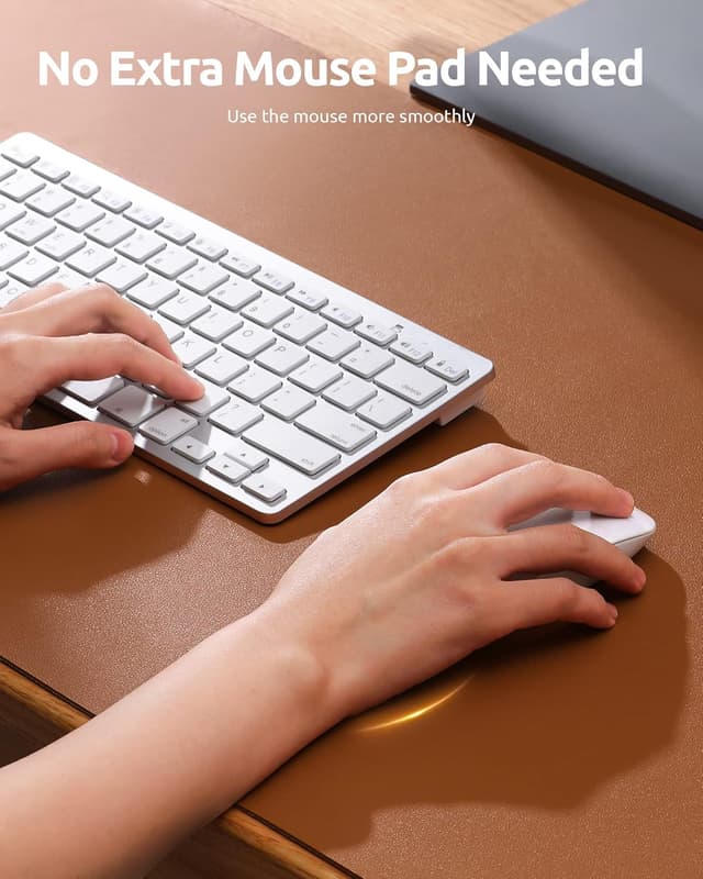 Detalle de YSAGi Schreibtischunterlage 80x40 cm aus PU-Leder – Premium Leder Mauspad XXL für Büro & Homeoffice (Braun)