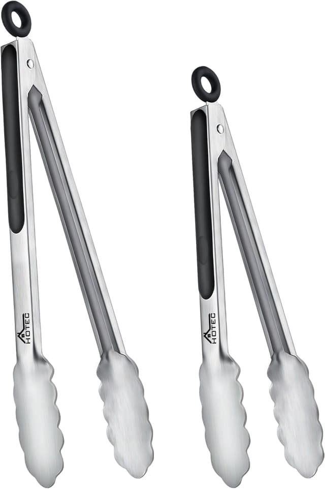 Detalle de HOTEC Stainless Steel Kitchen Tongs Set of 2-9" and 12" 🍽