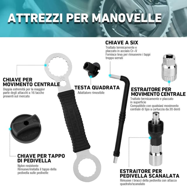 Detalle de DuraTech Kit Professionale Attrezzi Bici da 41 pezzi: set per catene, pneumatici e pedali con custodia portatile