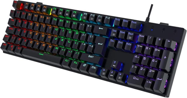 Detalle de RisoPhy Mechanical Gaming Keyboard, 104-Key Ultra-Slim RGB Blue Switch USB Wired