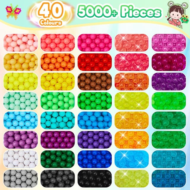 Detalle de DIYLAND Wasserperlen Nachfüll Starterset (5 mm) mit Sprühzerstäuber, 40 Farben und Geschenkbox