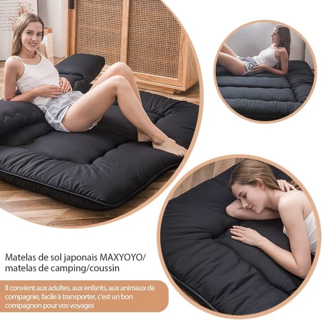 Detalle 2 de MAXYOYO Japanese Floor Futon Mattress (Double) – thicken tatami style foldable roll-up mat pad