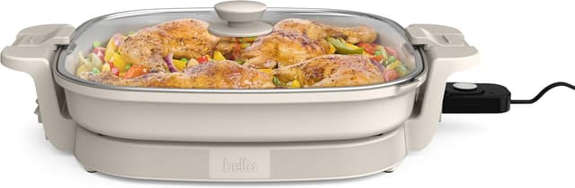 Detalle 2 de bella Make & Take XL Electric Skillet (14-inch) with EverGood Ceramic Nonstick Coating and Adjustable Temperature