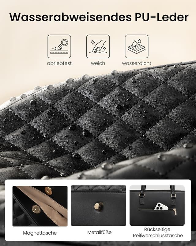 Detalle 2 de LOVEVOOK Damen Handtasche groß mit Laptopfach bis 17,3 Zoll – Steppmuster Arbeitstasche & Shopper