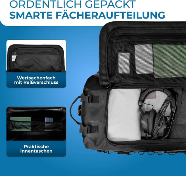 Detalle 2 de STYNGARD Modell Hamburg 60 l – wasserdichte Reisetasche mit Rucksackfunktion (3in1)