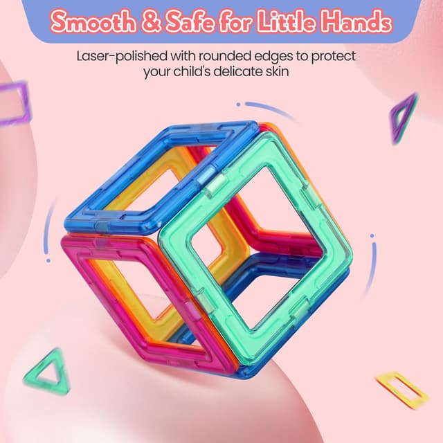 Detalle 2 de Flouco Magnetische Bausteine 40-teilig – magnetisches STEM/Montessori-Spielzeug ab 3 Jahren