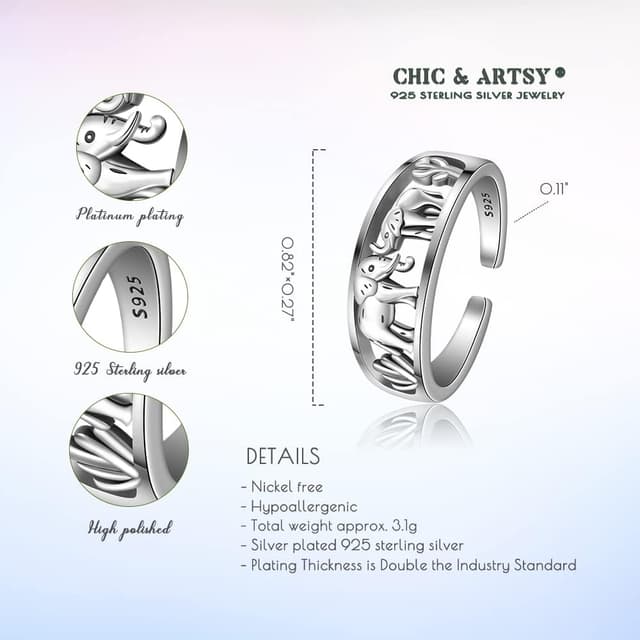 Detalle de CHIC & ARTSY Nachteulen-Ring aus 925er Sterlingsilber – verstellbarer offener Eulen-Daumenring für Damen