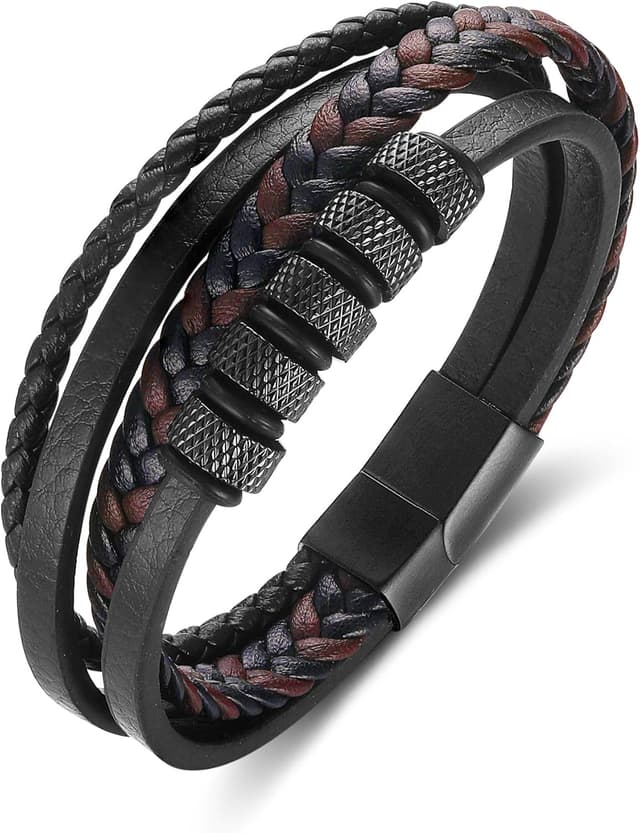 Imagen de Gkmamrg Pulsera de cuero trenzado 22,5 cm en OfertitasTOP