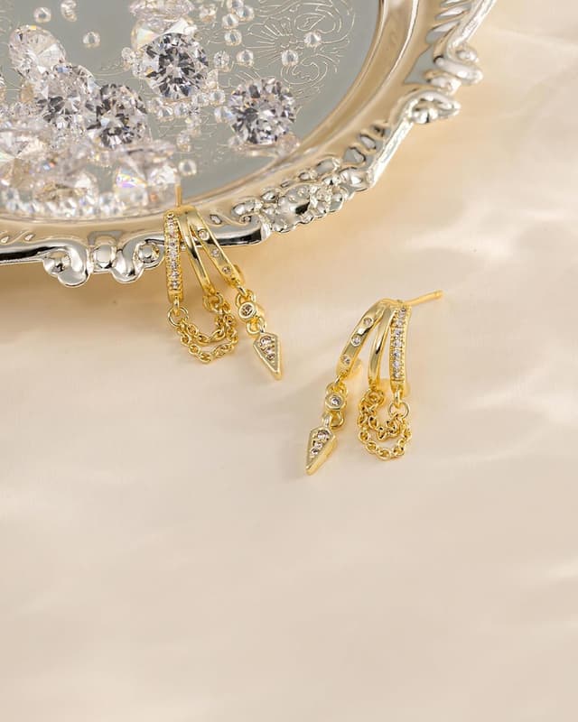 Detalle 1 de HANLI Ohrringe Silber 925 mit 3 Ketten