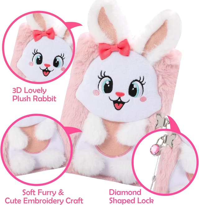 Thumbnail 3 de PinkSheep Kaninchen-Tagebuch mit Schloss 160 Seiten