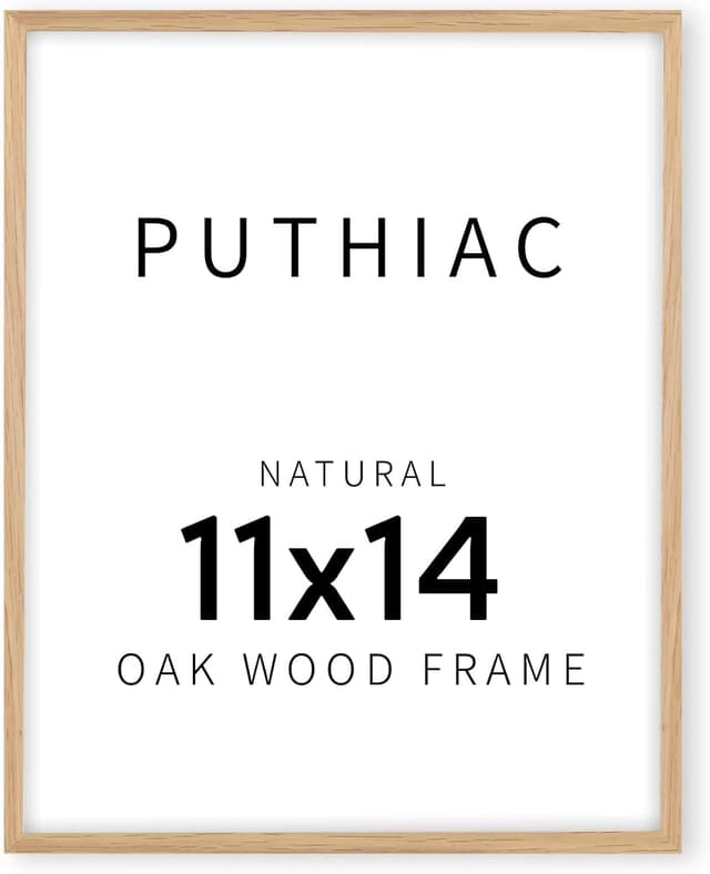 Detalle de puthiac 11x14 Solid Oak Wood Picture Frame (Plexi Front), Fits 8x10 with Mat or 11x14 Without Mat
