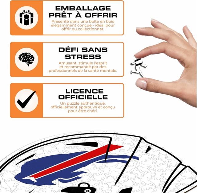 Detalle de Iconic Puzzles Casque Buffalo Bills en bois sous licence officielle NFL (taille S, 150 pièces)