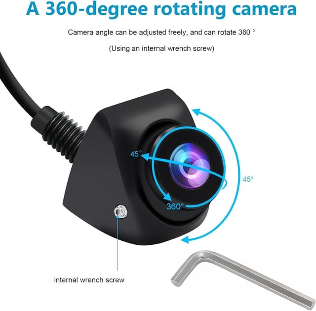 Detalle 2 de OBEST Caméra de recul voiture 1080P 12V-24V avec vision nocturne starlight, grand angle 170° et rotation 360°