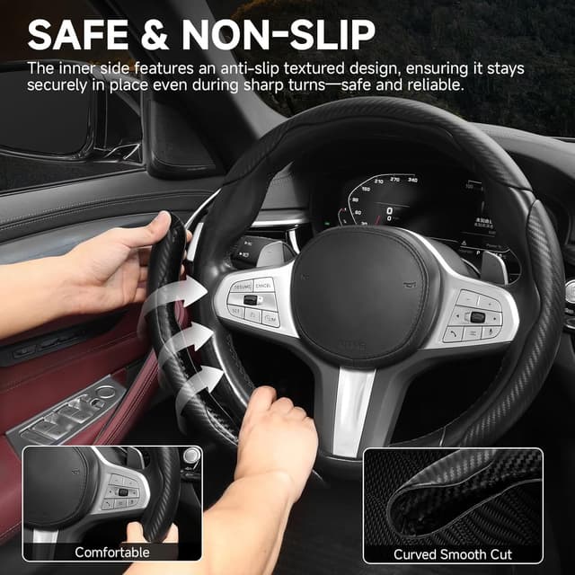 Thumbnail 5 de EINESIN 3pcs carbon fibre steering wheel cover