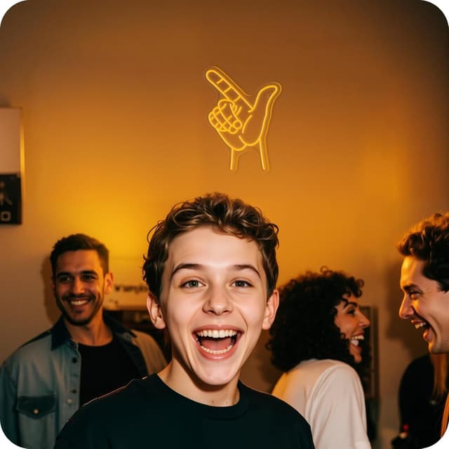 Detalle 2 de LUCUNSTAR Geste Neon Schild (LED-Wandspiel / USB) – blauer Neon-Style für Spielzone & Party-Deko