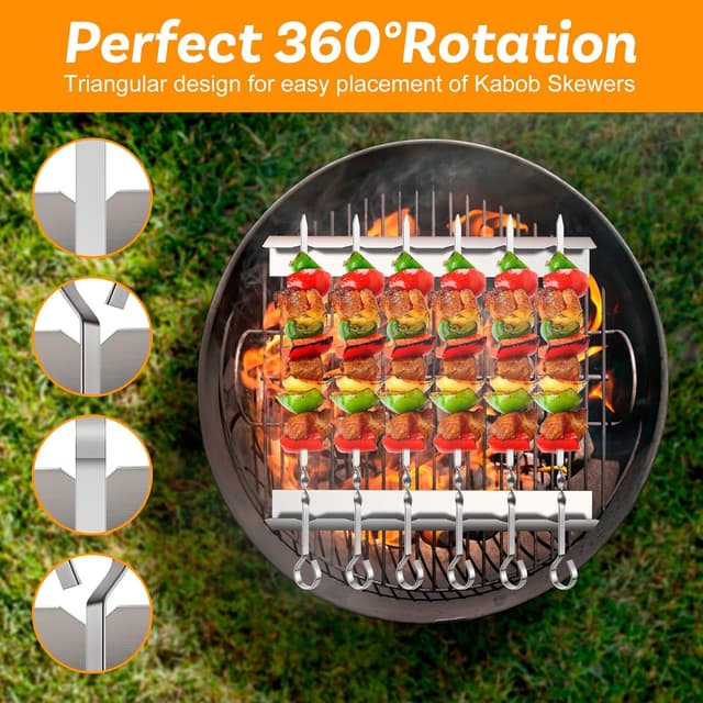 Detalle de Homealexa Stainless Steel BBQ Skewers Set (6 Pack) with Skewer Holders