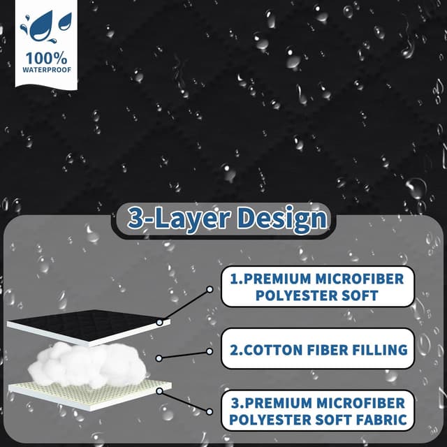 Detalle de YSTELLAA Copridivano impermeabile per chaise longue angolare reversibile (2 posti con penisola, L 210 cm) nero