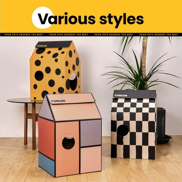 Thumbnail 5 de Conlun Cardboard Cat House with Scratcher and Catnip 🐱