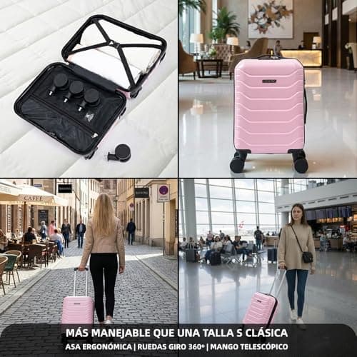 Detalle de RAYKONG Maleta de cabina ABS 24L 40x30x20 con ruedas desmontables (rosa claro)