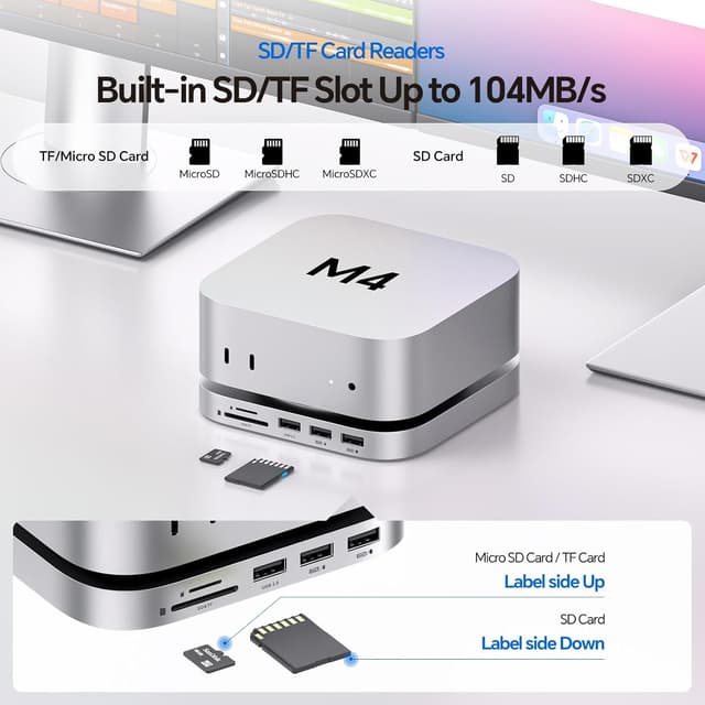 Thumbnail 4 de PULWTOP Mac Mini M4 Dock con 2 monitores