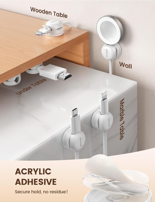 Detalle de Lamicall 360° cable holder clips 8mm, 6 pack