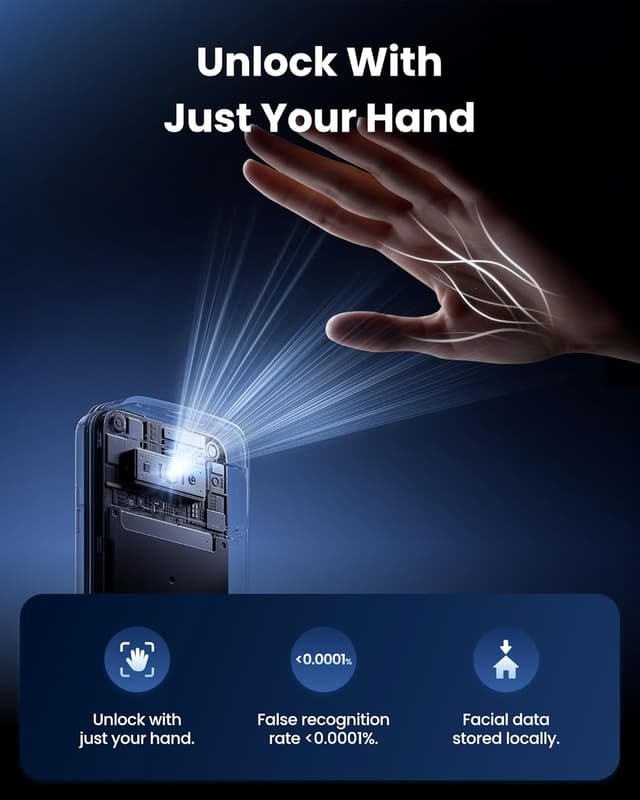 Detalle de SwitchBot WiFi Smart Lock Ultra with Keypad Vision Pro (3D Face & Palm Vein) — Matter, Alexa & Google support