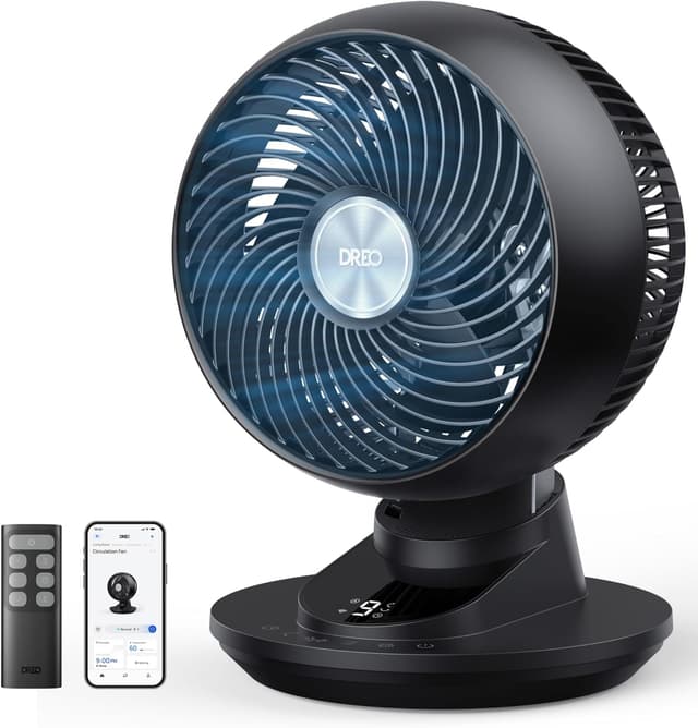 Detalle de DREO Smart Fan for Bedroom (Desk Fan, 12 Inches) with App/Voice Control, 90° Oscillation, 20 dB Quiet, 9 Speeds