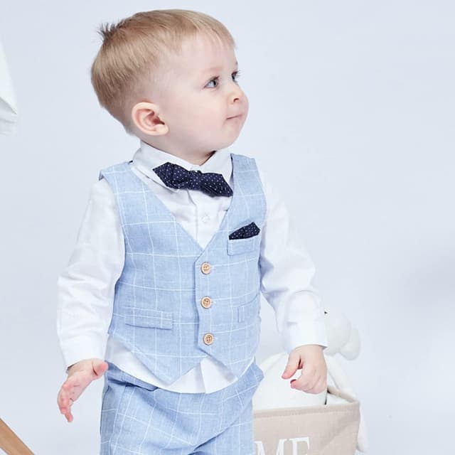 Detalle de Famuka Baby Boys Gentleman Suits kids tuxedo clothing set (shirt + waistcoat + trousers)
