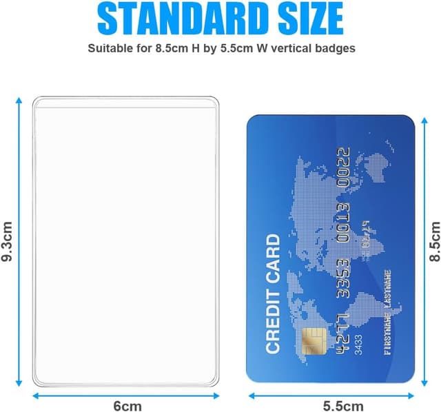 Detalle de Vicloon lot de 50 porte-badges transparents, rechargeables et étanches (PVC) pour cartes