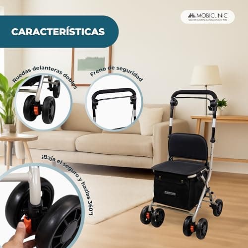 Thumbnail 3 de Mobiclinic® Andador Plegable con Cesta y Ruedas 360°🛒