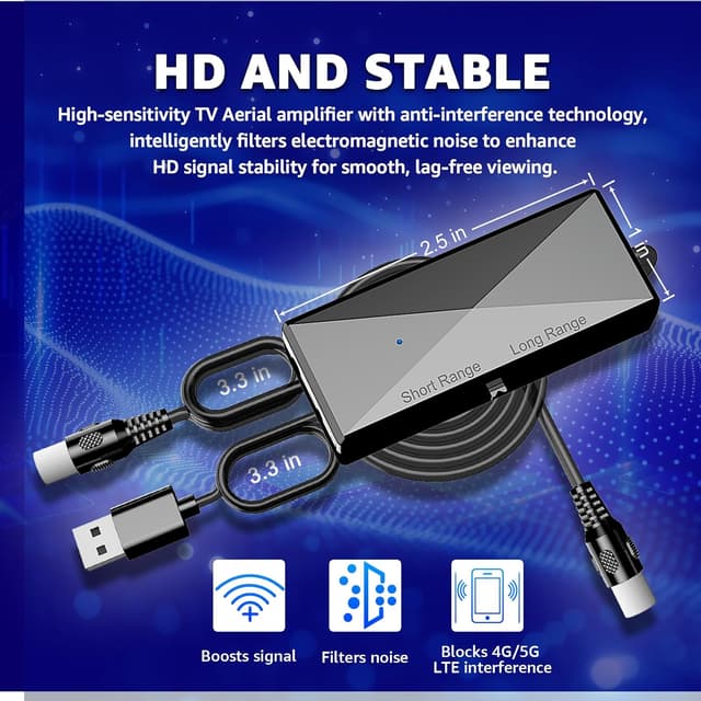 Detalle 2 de TV Booster Aerial Amplifier 1m USB Cable