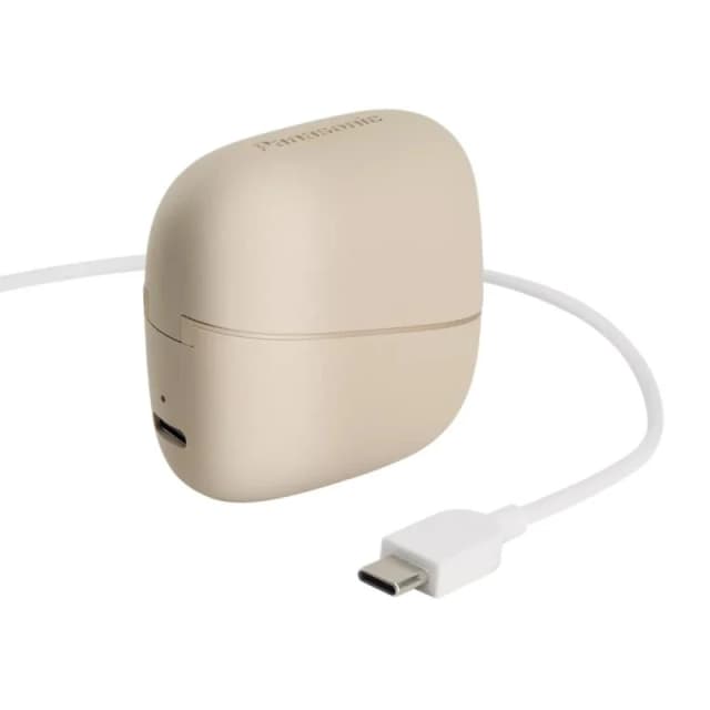 Detalle de Auriculares Panasonic RB-F10DE inalámbricos Bluetooth con ENC, micrófono y diseño open-ear beige