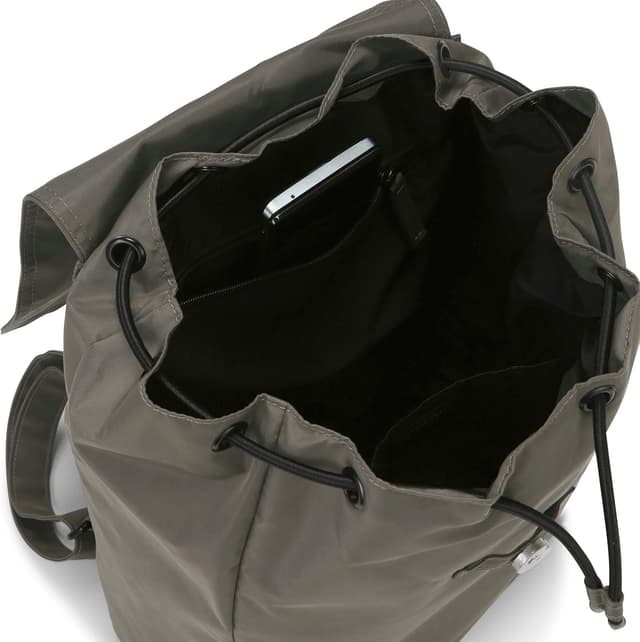 Detalle de Zaino Donna “Clara” Grigio-Marrone in nylon impermeabile, 10 litri, con chiusura magnetica